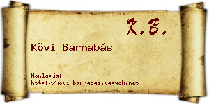 Kövi Barnabás névjegykártya